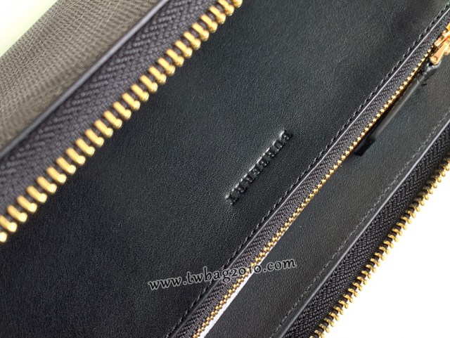 Burberry專門店新款大號男士手包 巴寶莉原廠pvc煙熏格紋拉鏈長錢包 yxb1463